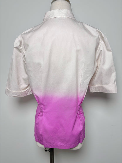 Women Size 40 (10, US) Dries Van Notten Gray, Purple Ombre Cotton Shirt