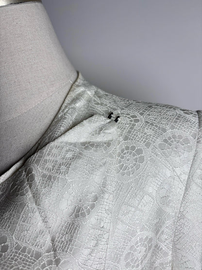 Women Size 6 Helmut Lang Off White Jacquard Asymmetric Hem Jacket