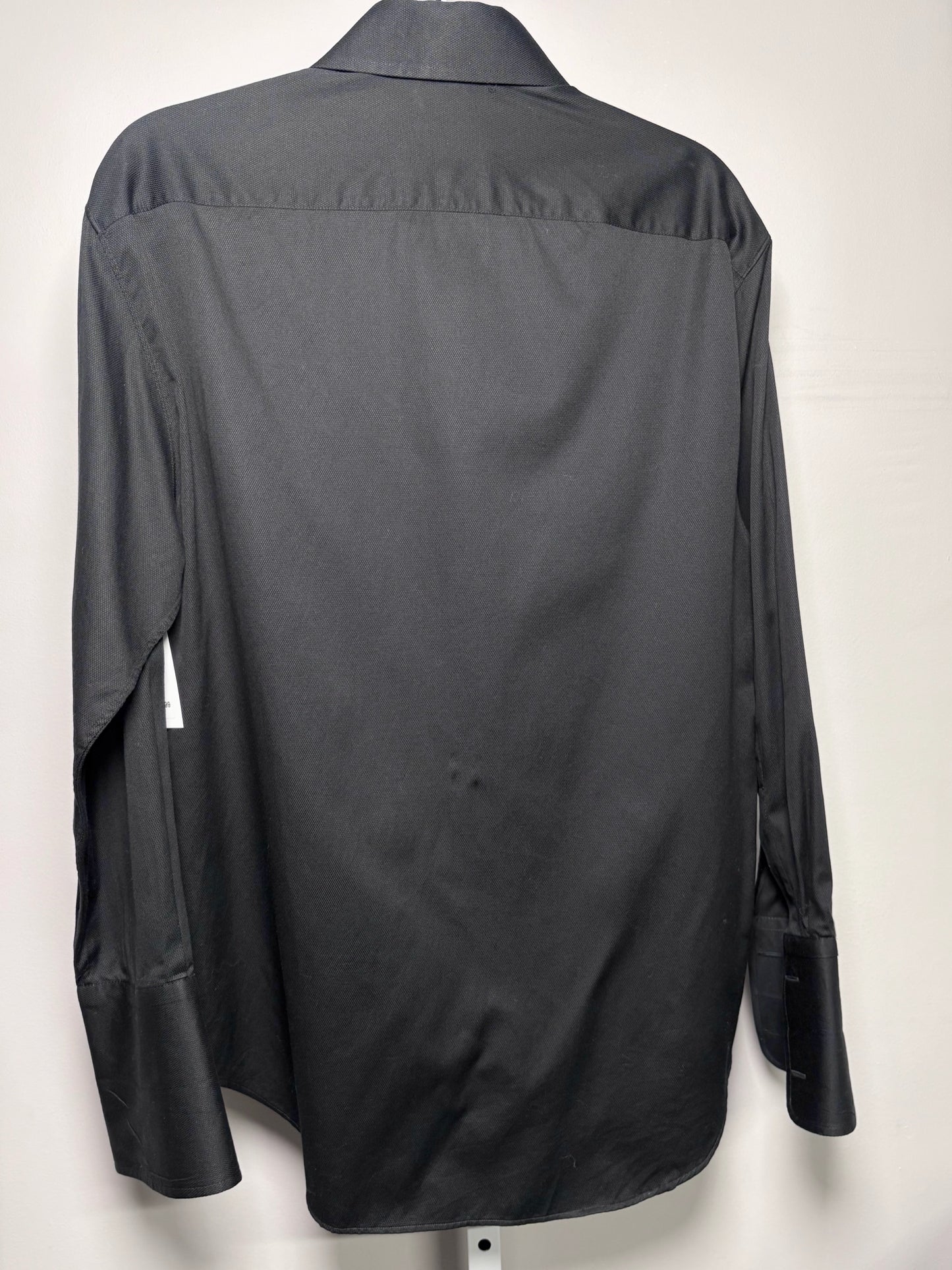 Mens Size 41 (16) Giorgio Armani Black Cotton Solid Men's Pre-owned Shirt