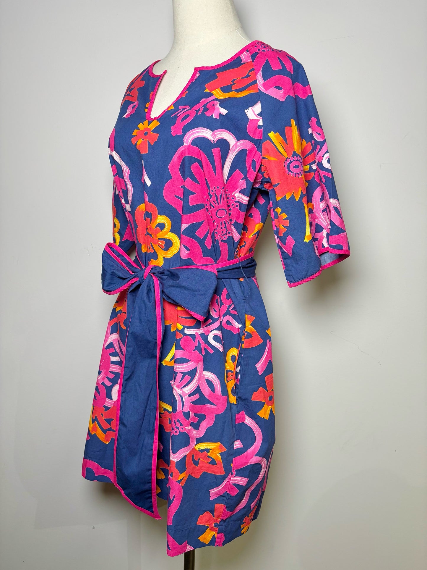 Women Size M Frances Valentine Navy Floral Cotton NWT Dress