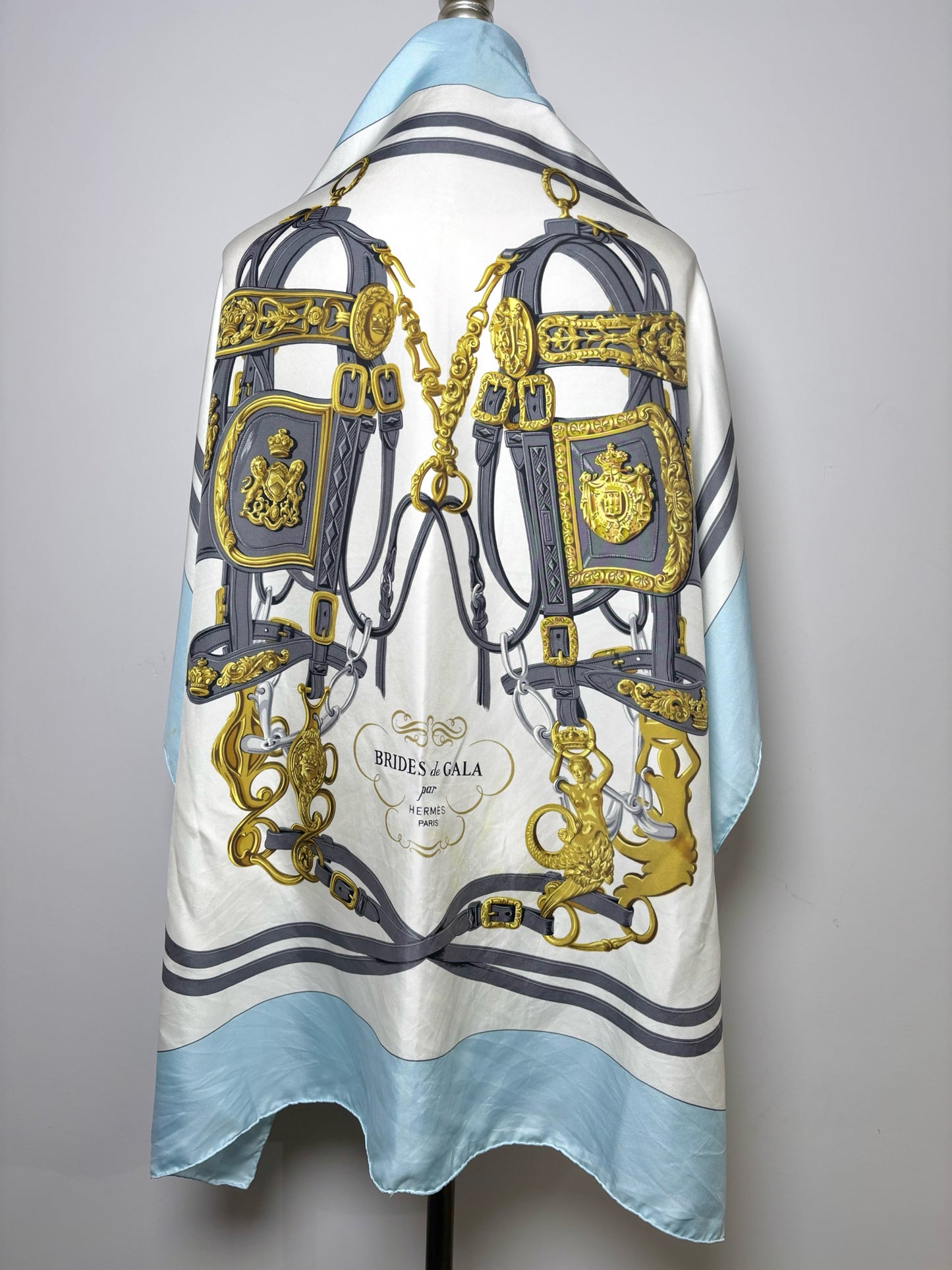 Hermes Horse Silk Blue Scarf