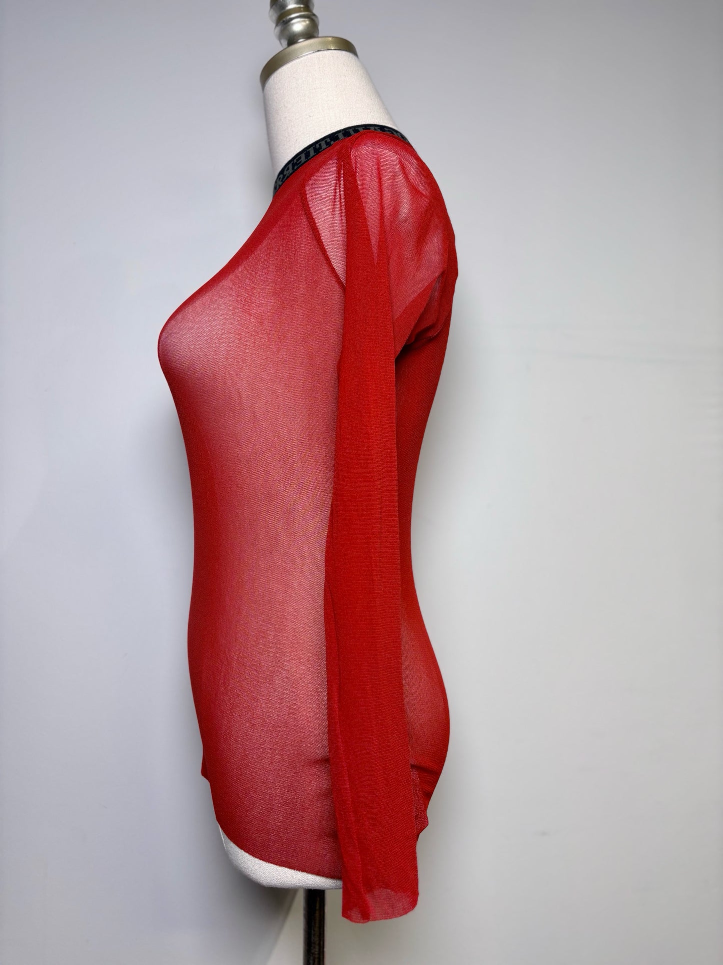 Women Size M Jean Paul Gaultier Red Vintage Mesh Pre-owned Shirt