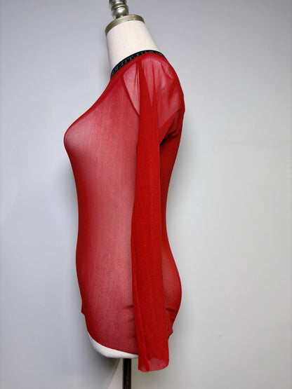 Women Size M Jean Paul Gaultier Red Vintage Mesh Pre-owned Shirt
