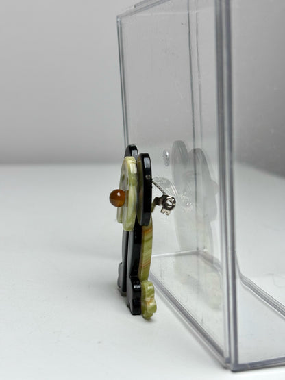 Olive Green, Brown Lea Stein Circa 2000s Sitting Dog Pre-owned Pendant