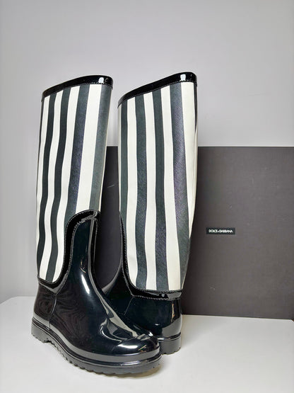 W Shoe Size 10 D&G Black, White Rubber NWT Boots