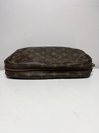 Women's Louis Vuitton Trousse de Toilette 28 Brown Monogram Coated Canvas Vintage Pre-Owned Pouch