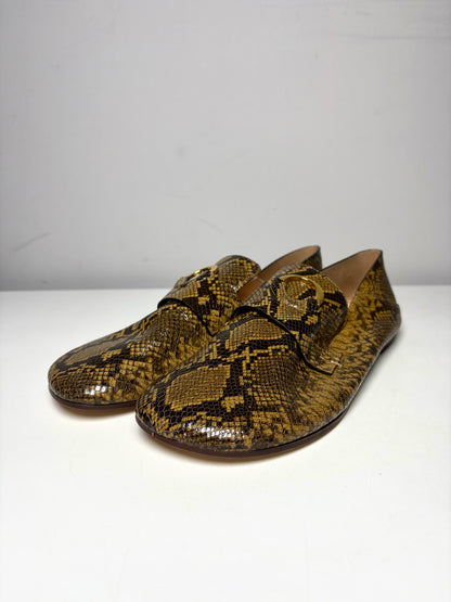 W Size 38 (7.5) Odissi Kali Python Print Leather Pre-owned, NWT Loafers