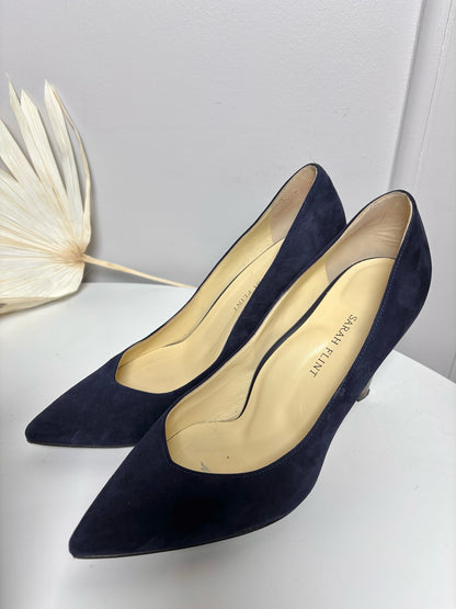 W Shoe Size 40.5 (10.5 US) Sarah Flint Navy Blue Suede Heels
