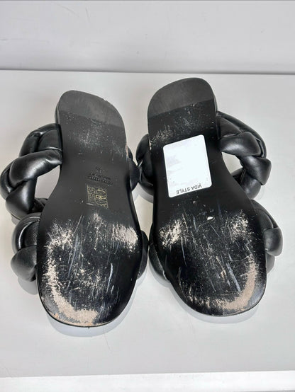 W Shoe Size 38 (8 US) Miu Miu Black Leather Women's Pre-owned Sandals