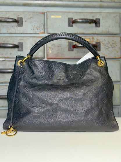 Louis Vuitton"Artsy Empreinte MM" Monogram Leather Black Cowhide Large Purse