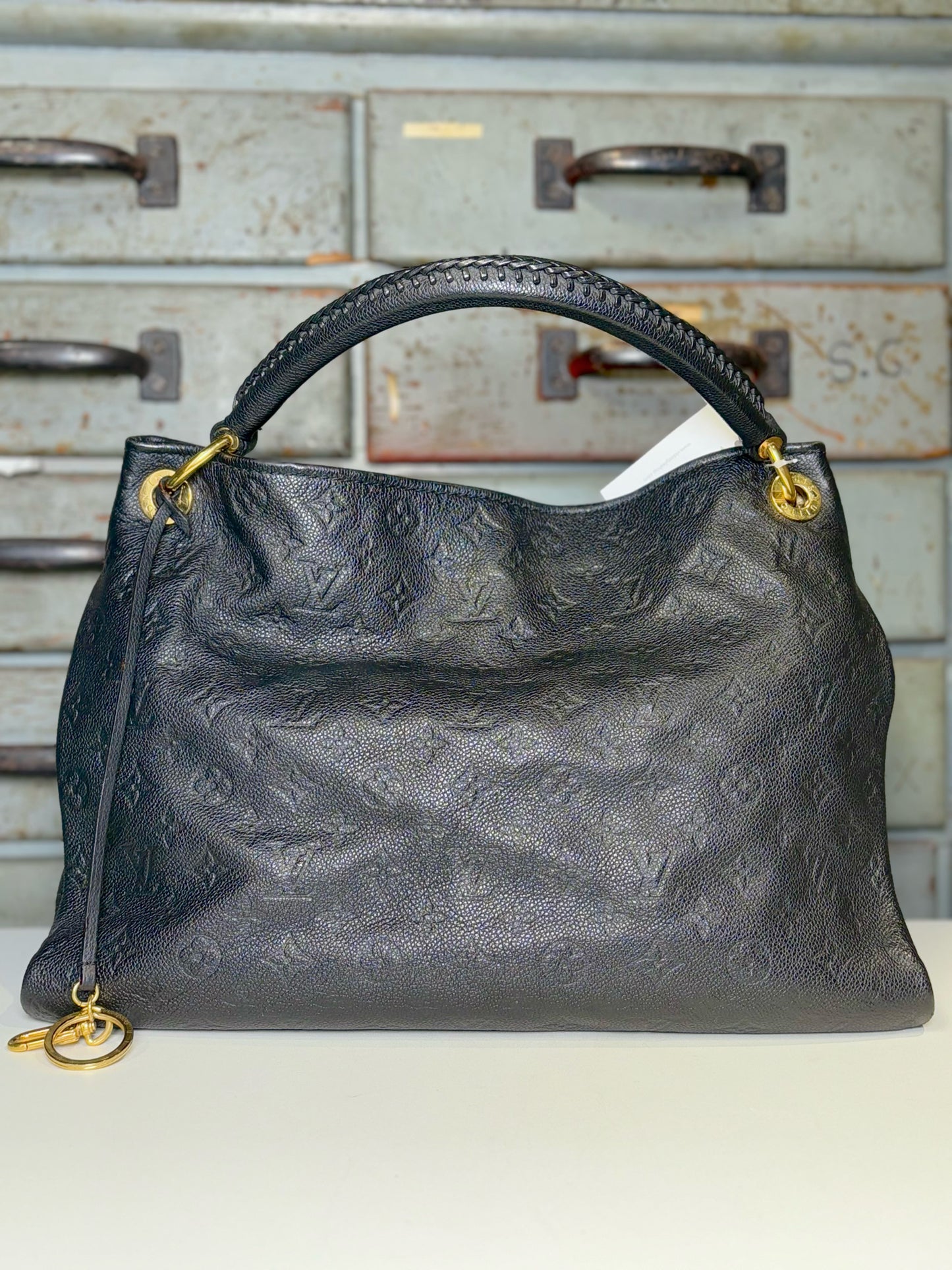 Louis Vuitton"Artsy Empreinte MM" Monogram Leather Black Cowhide Large Purse