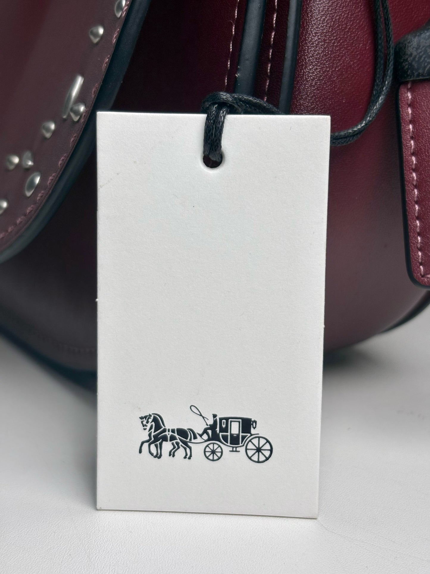 Women's Coach 20115 Pearls, Grommets Leather Pre-owned Bordeaux Saddle Bag