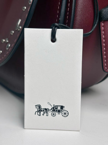 Women's Coach 20115 Pearls, Grommets Leather Pre-owned Bordeaux Saddle Bag