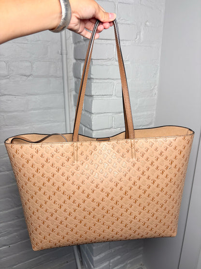 Jimmy Choo Embossed Monogram Leather Trim Pre-owned Caramel Tote Bag
