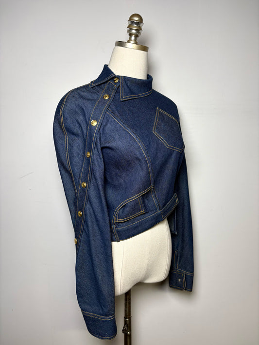 Women Size 6/M Christian Dior by John Galliano Blue Solid Vintage Jacket