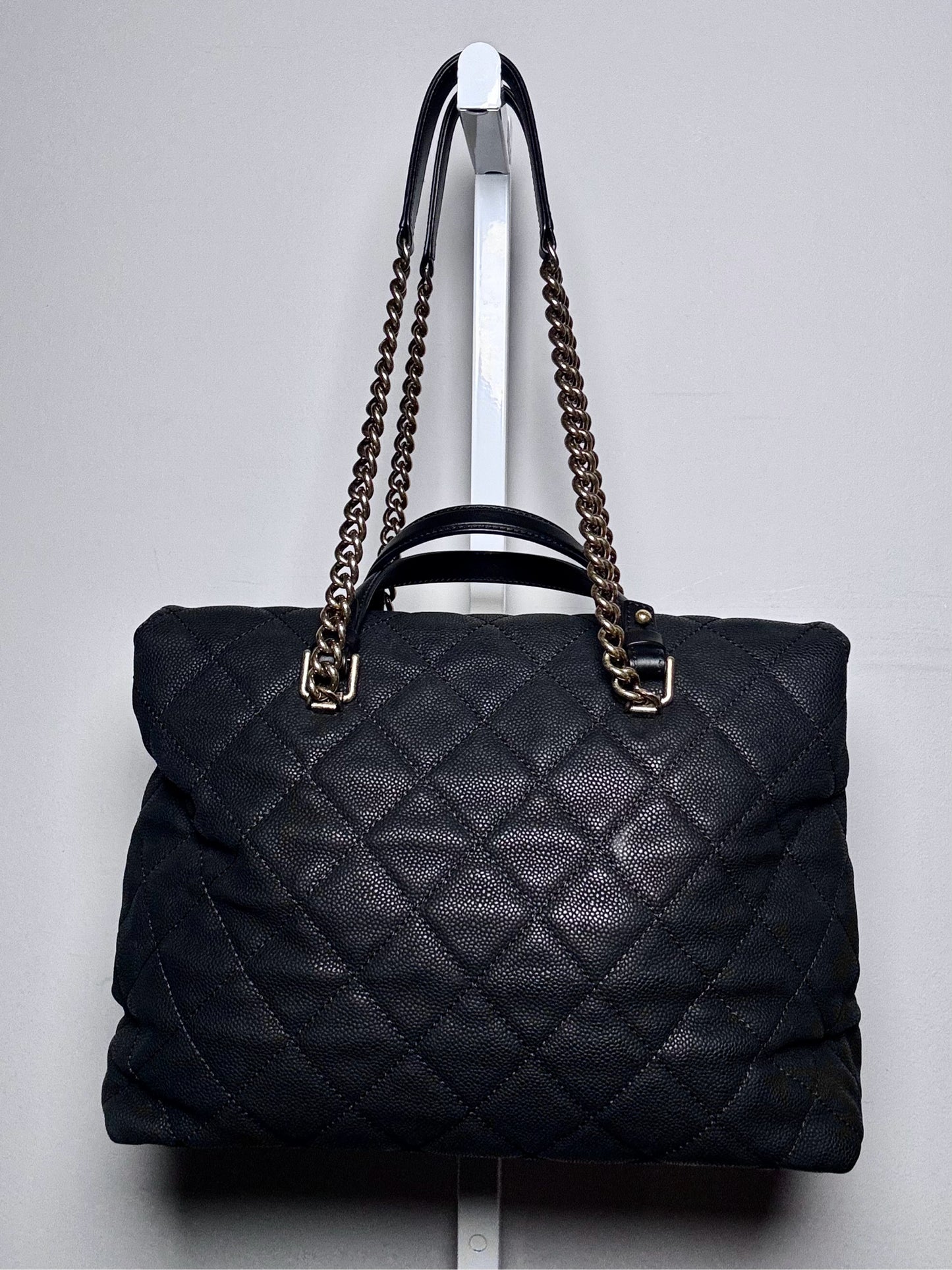 Leather Chanel Quilted Vintage Pre-owned Black Large Purse