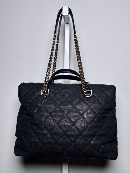 Leather Chanel Quilted Vintage Pre-owned Black Large Purse