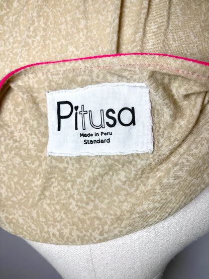 Women Size Standard Pitusa Khaki Pom Pom Trim Pure Cotton Women's Cover Up