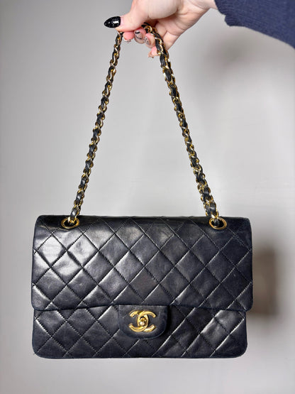 Chanel Quilted Vint Leather DoubleFlap Series 0 24K Gold-Plated Pre-owned Bag