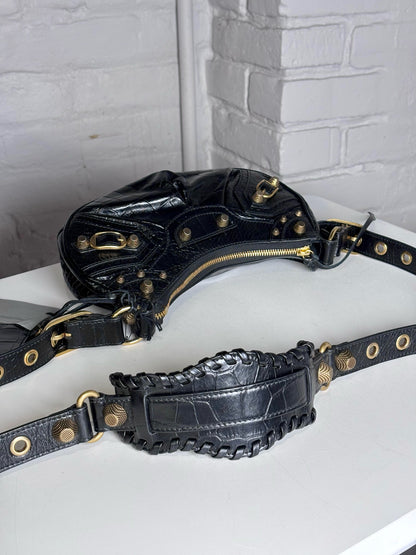 Balenciaga La Cagole XS Arena Lambskin Black Aged Hardware NWT Pre-owned Bag