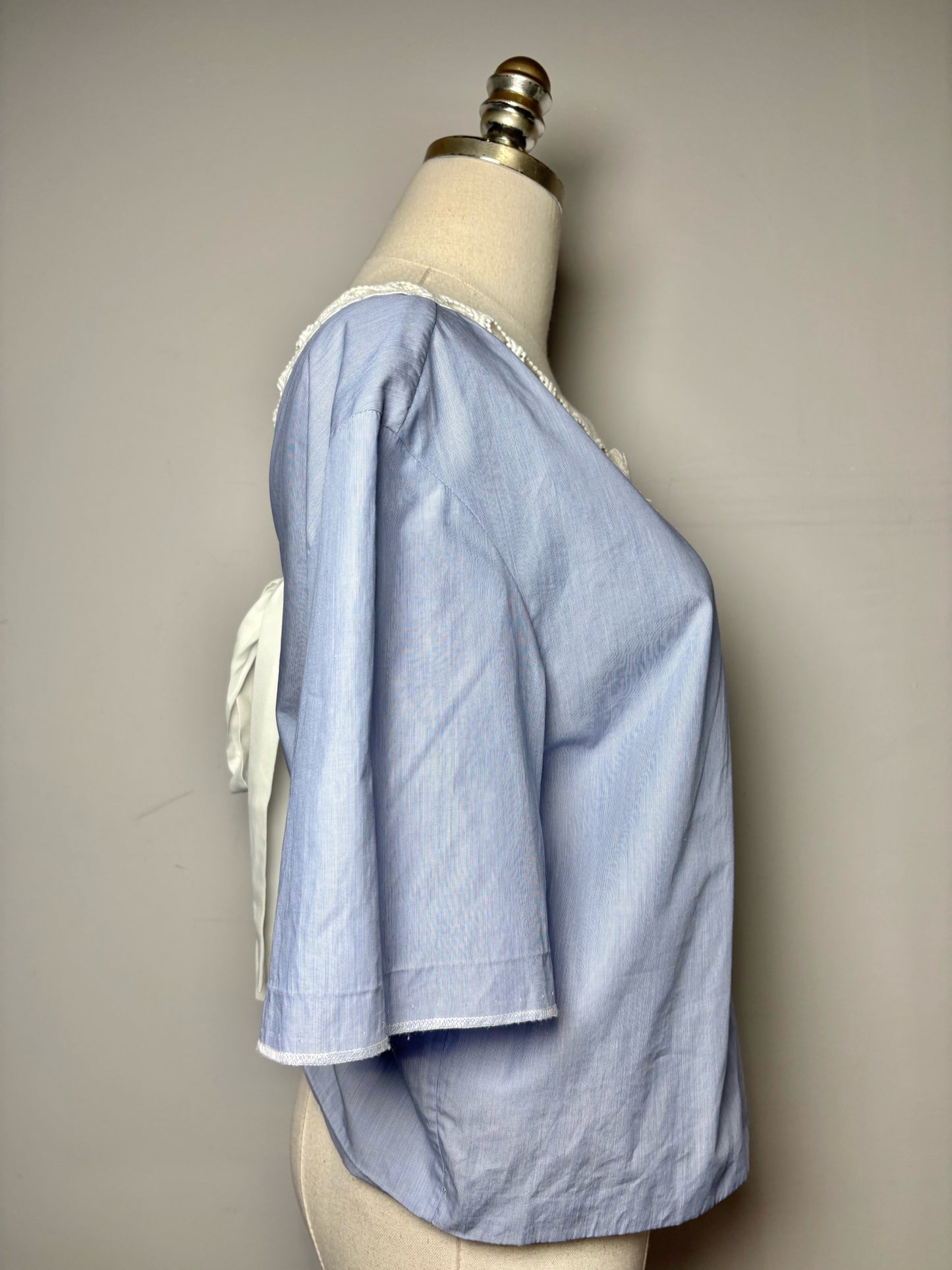 Women Size S/M Sandro Blue, White Mini Stripe Pure Cotton Pre-owned Blouse