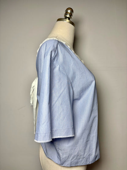 Women Size S/M Sandro Blue, White Mini Stripe Pure Cotton Pre-owned Blouse