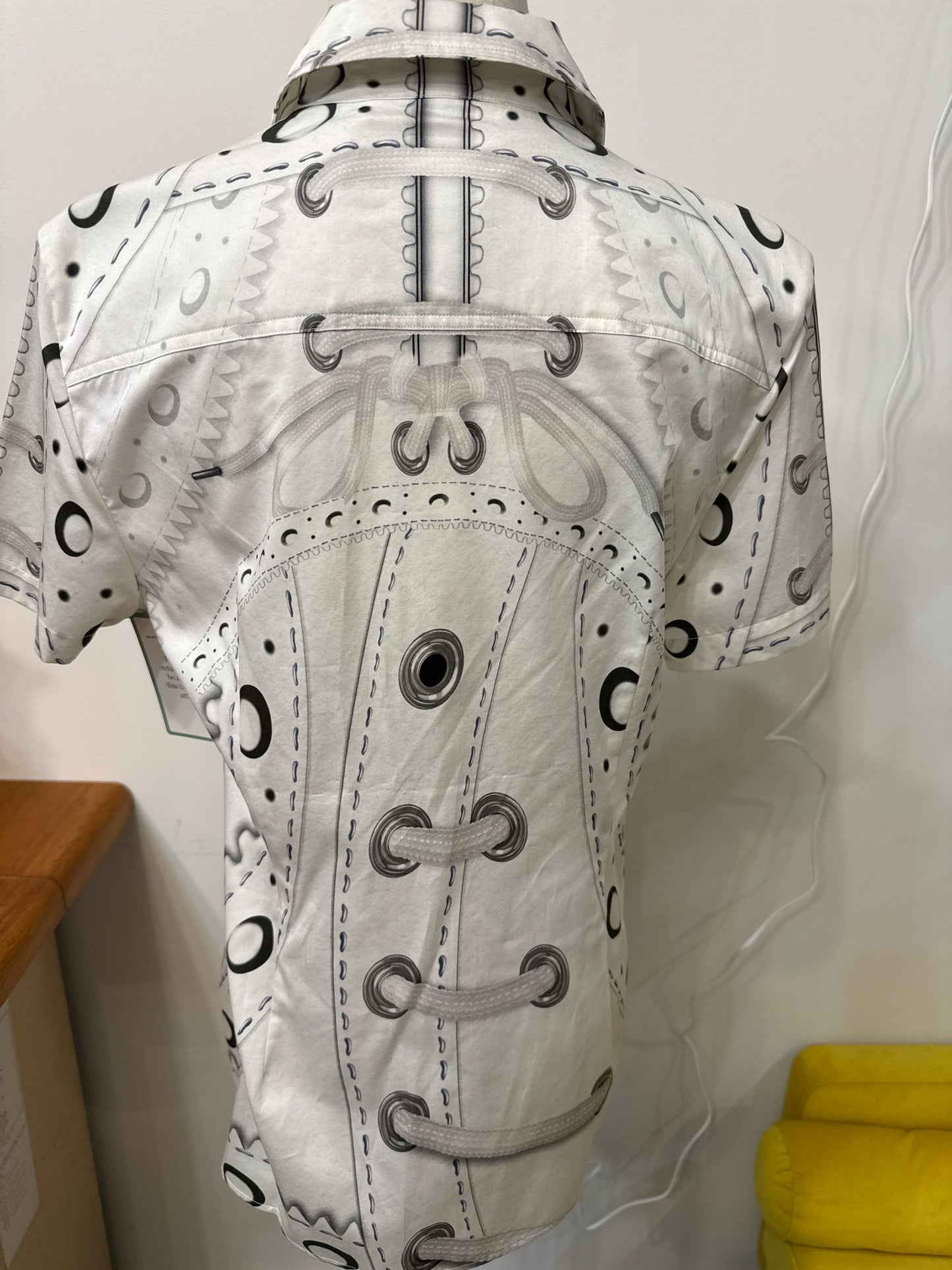 Mary Katrantzou White Cotton Button-Down Shirt with Painted Print | Pre-owned