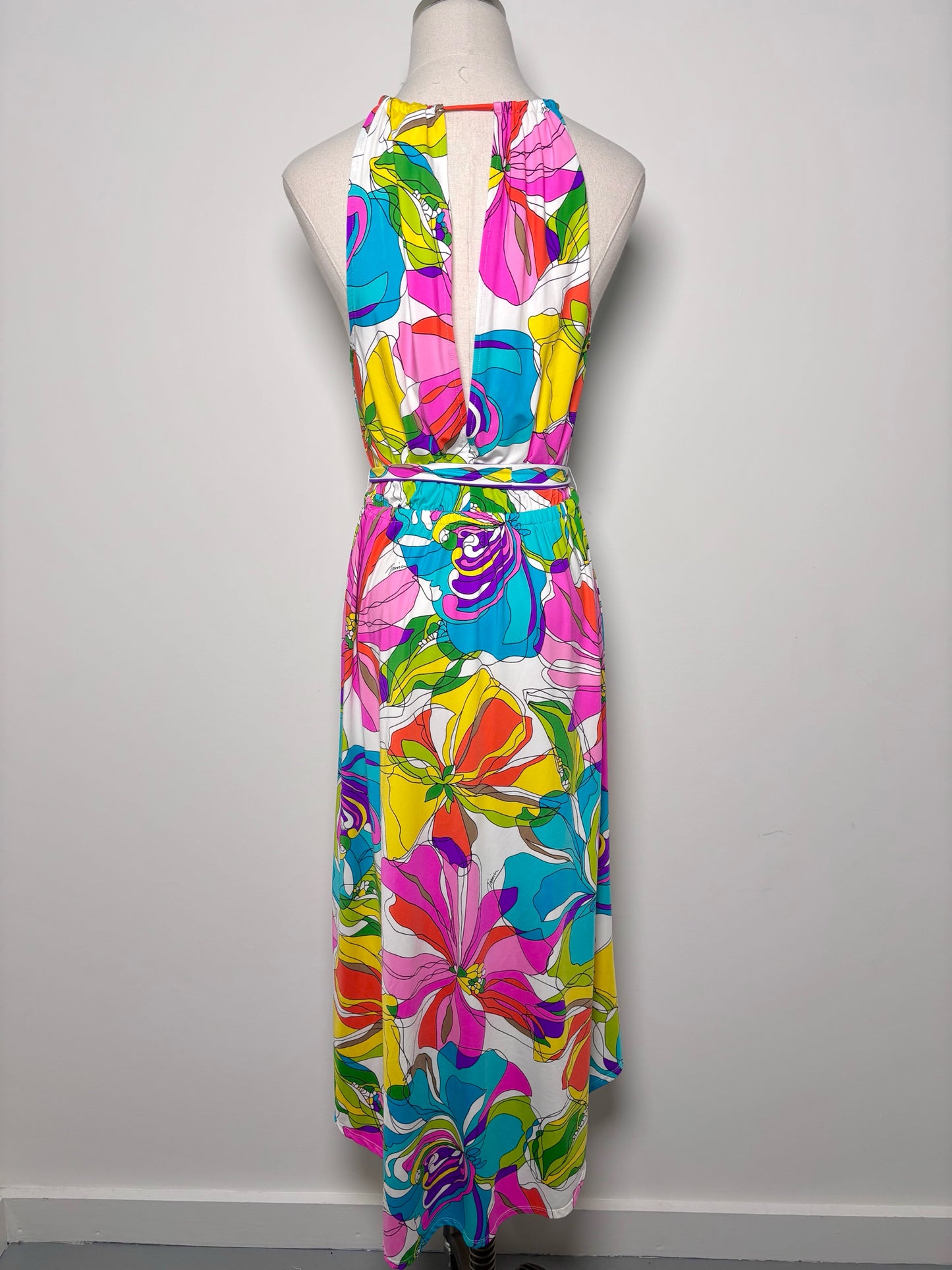 Women Size S Trina Turk Multi-Color Tropical Print Kaleidescope Slinky Dress