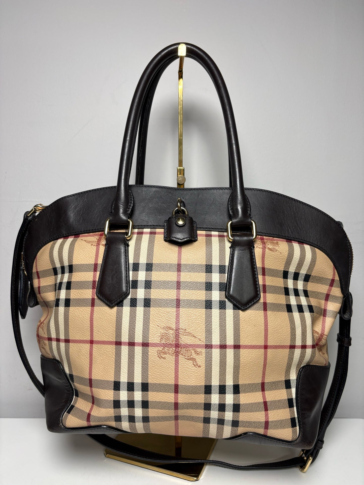 Women's Burberry Primrose Haymarket Check Coated Canvas & Leather Pre-Owned Purse