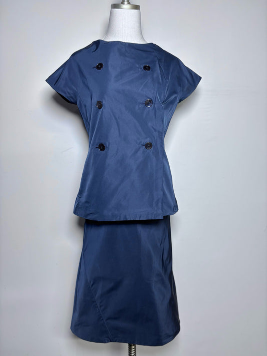 Women Size 36 (6 US) Jil Sander Navy Blue Solid Vintage Pre-owned 2 Piece Set