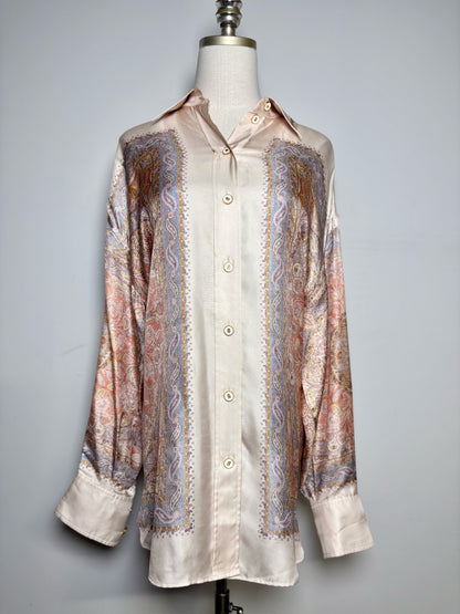 Women Size 3 (10, Large) Zimmermann Multi-Color Floral Print 100% Silk Top