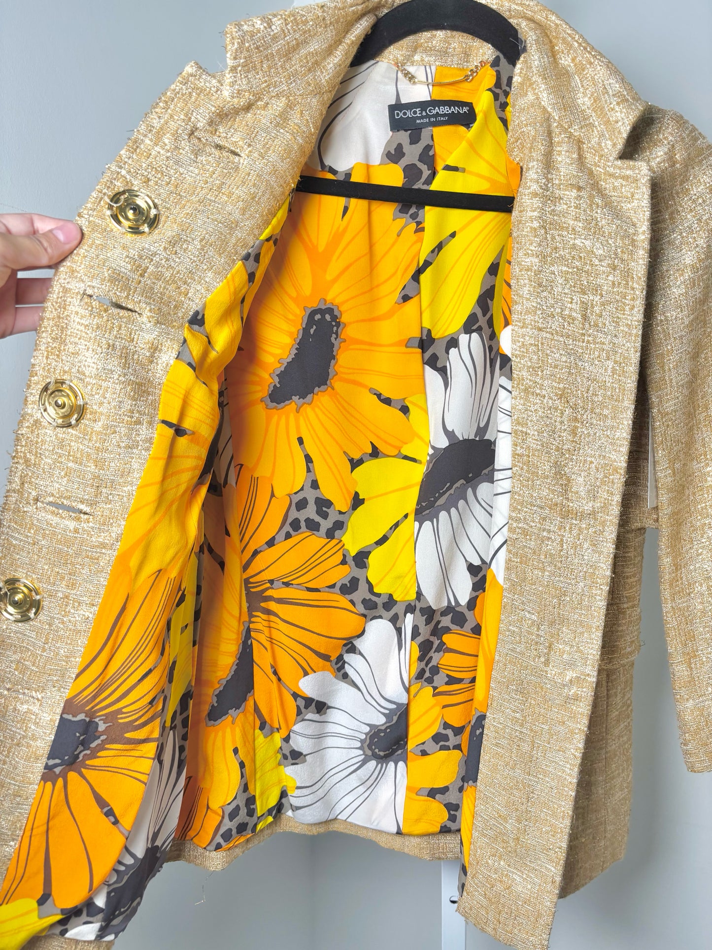 Women Size 38 (2 US) Dolce & Gabbana Metallic Gold Solid Blazer