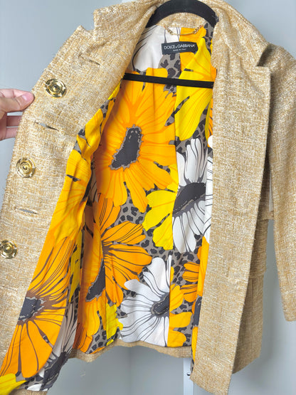 Women Size 38 (2 US) Dolce & Gabbana Metallic Gold Solid Blazer