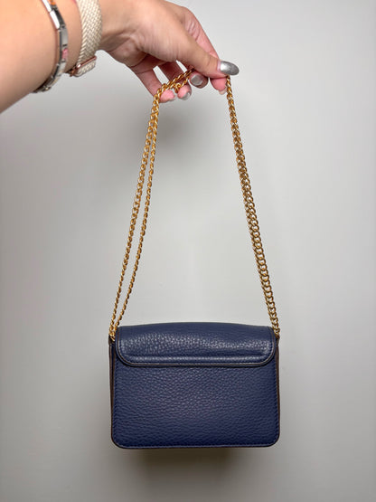 Tory Burch Solid Leather Navy Cowhide Purse