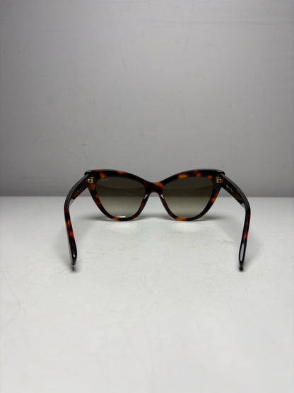 Women's Moschino Havana Brown Tortoiseshell Acetate Pre-Owned Cat-Eye Sunglasses