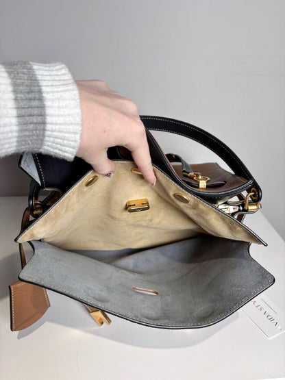 Women's Tory Burch Lee Radziwill Double Bag Large Leather Pre-owned Neutrals