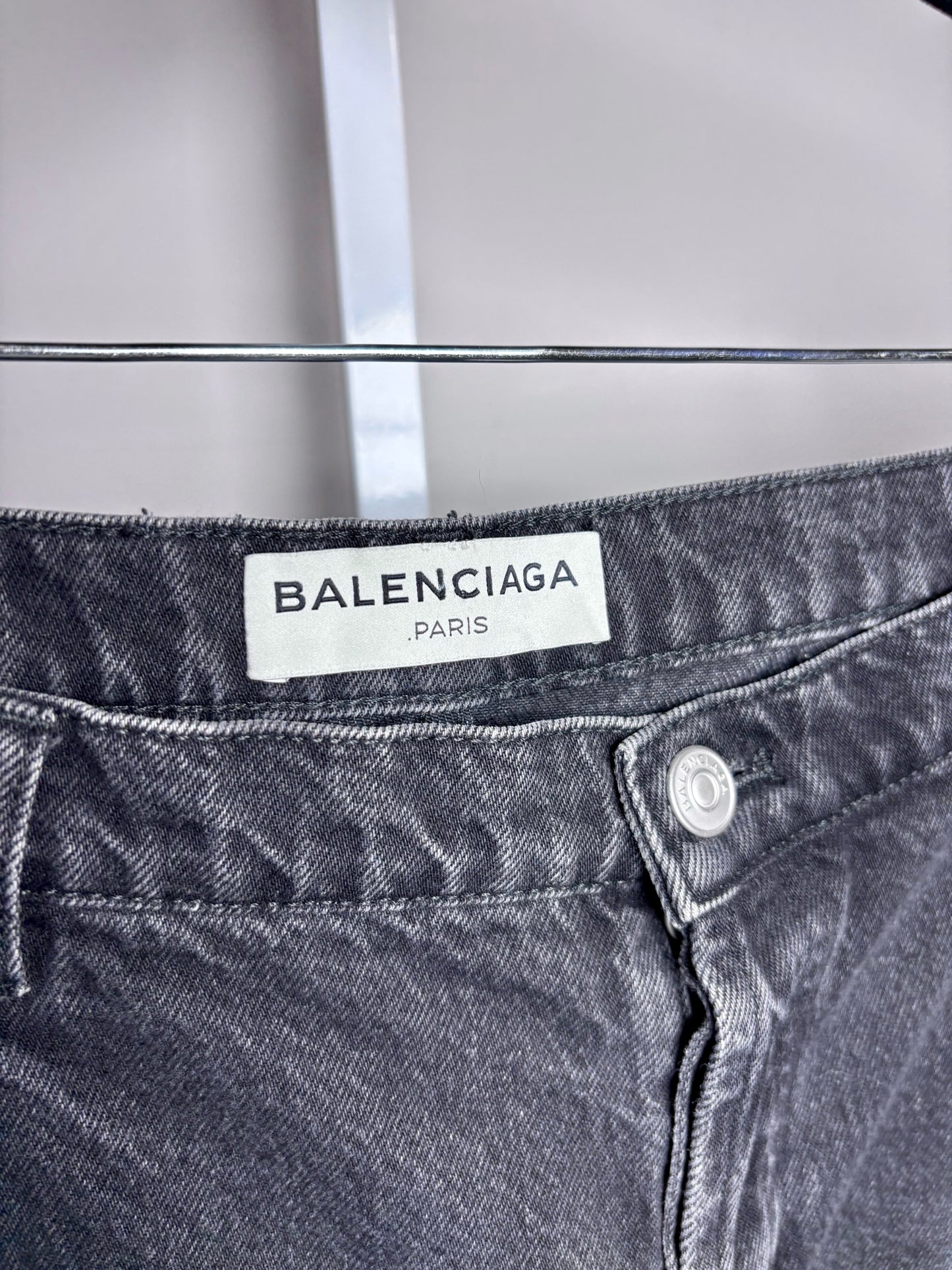 Women Size 42 (Large) Balenciaga Black Rinsed Ankle Button-fly Pre-owned Jeans