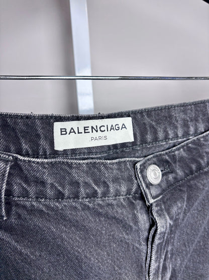 Women Size 42 (Large) Balenciaga Black Rinsed Ankle Button-fly Pre-owned Jeans