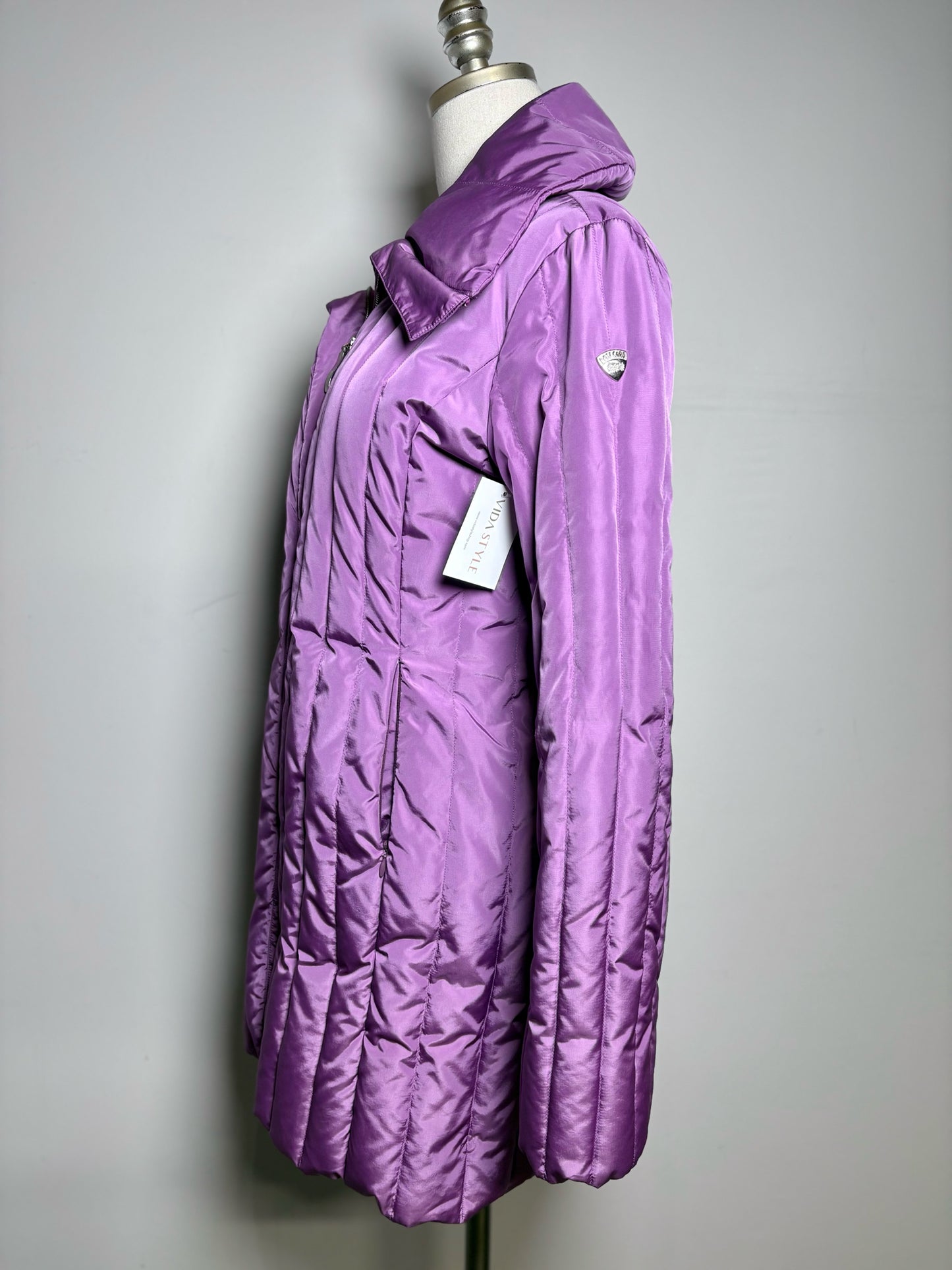Women Size 6 Post Card Purple Puffer Down-Filled Coat