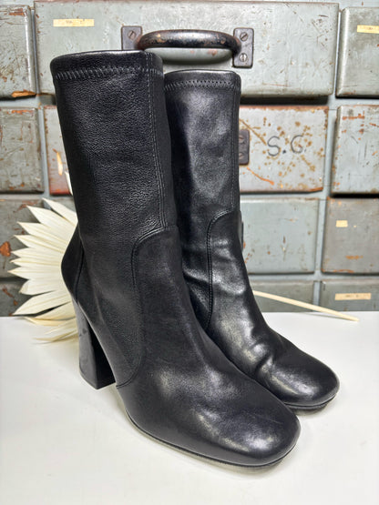 W Shoe Size 8.5 Stuart Weitzman Black Leather Boots