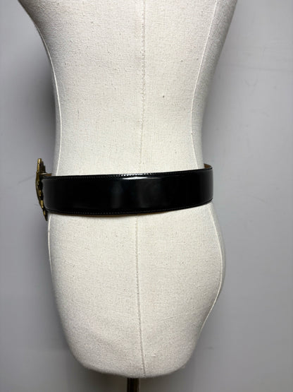 Women Size 44 (US 10) Moschino Black Patent Leather Vintage Pre-Owned Belt