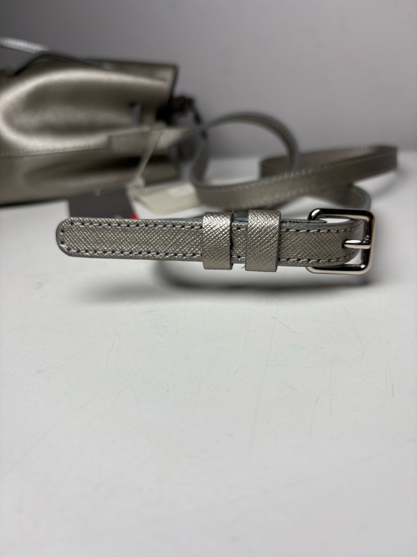 Women's Lancaster Paris Solid Saffiano Leather NWT Silver Mini Purse