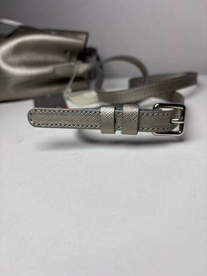 Women's Lancaster Paris Solid Saffiano Leather NWT Silver Mini Purse
