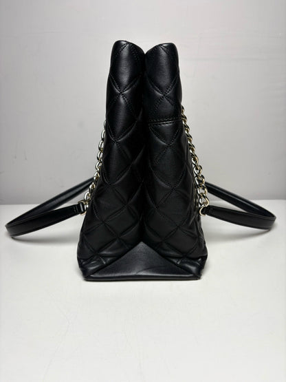 Kate Spade New York Diamond Quilt Leather Pre-owned Black Carey Tote Bag
