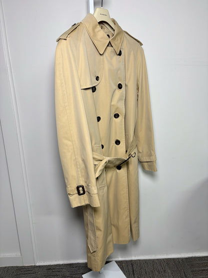 Burberry Khaki Cotton Solid Men's  Size 52L Trench Coat