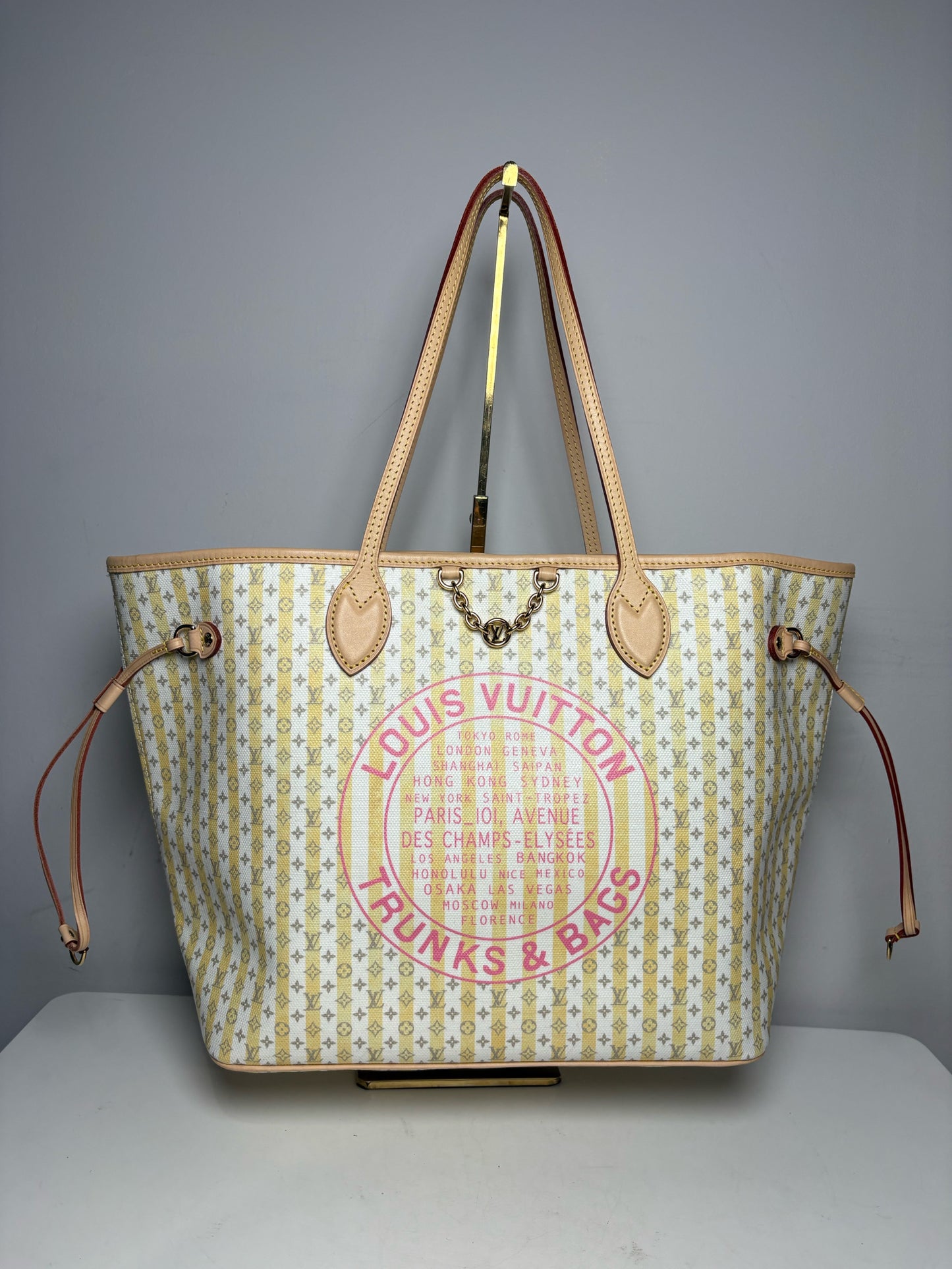 Authentic Louis Vuitton Neverfull MM Monogram Stamp Banane Authentic Pre-Owned Tote Bag with Pouch