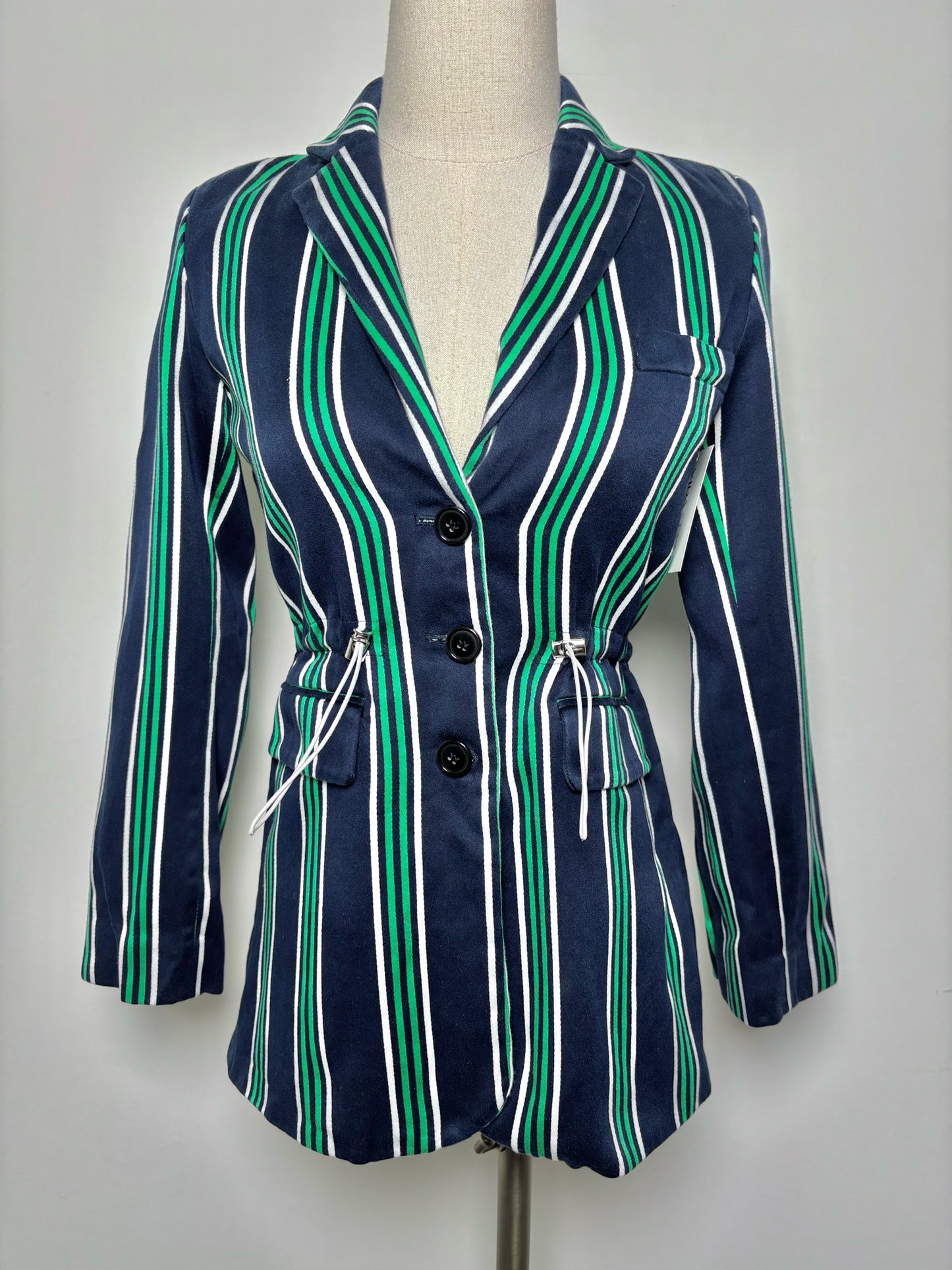 Women Size 34 victoria/tomas Blue, Green, White Stripe Blazer