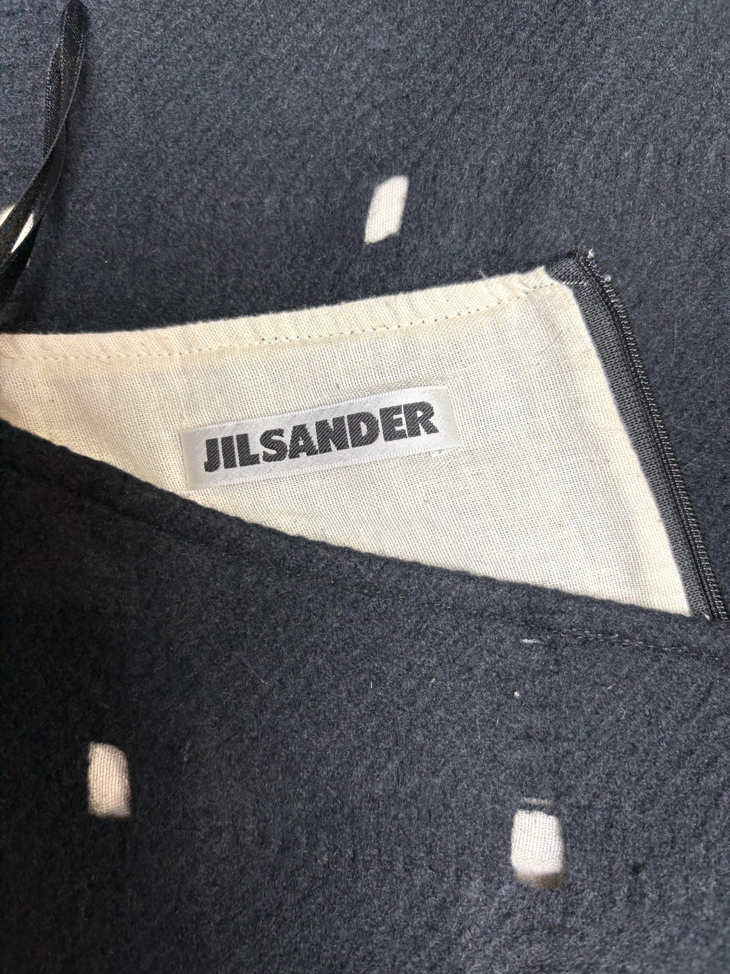 W Sz 36 Jil Sander Black Cutouts Wool w/Cotton Lining Skirt Pre-owned Vintage