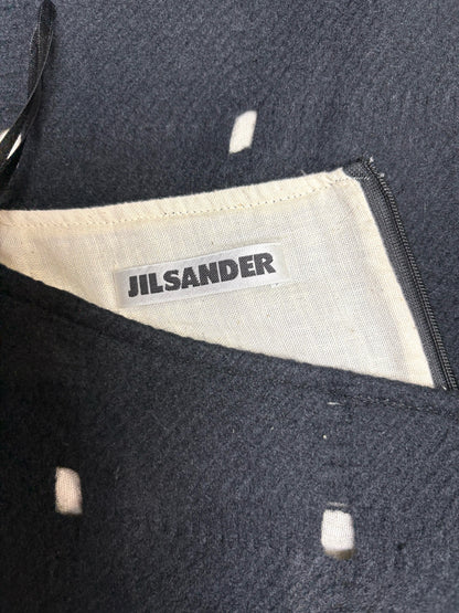 W Sz 36 Jil Sander Black Cutouts Wool w/Cotton Lining Skirt Pre-owned Vintage