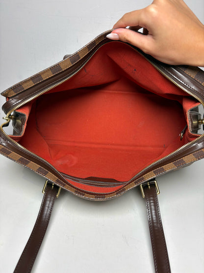 Women's Louis Vuitton Chelsea Damier Ebene Brown Coated Canvas Pre-Owned Large Tote Purse